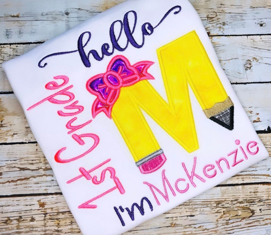 Girl's Back To School, Back To Pencil Shirt, Personalized School With Bow School Girl Shirt, Any Year