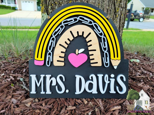 Pencil Rainbow Door Hanger/Teacher Gift Personalized Sign Appreciation End Of Year