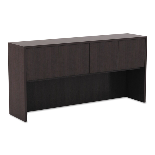 Alera Valencia Series Hutch With Doors, 64.75 x 15 x 35.38, Espresso - 64.75" x 15" x 35.38"
