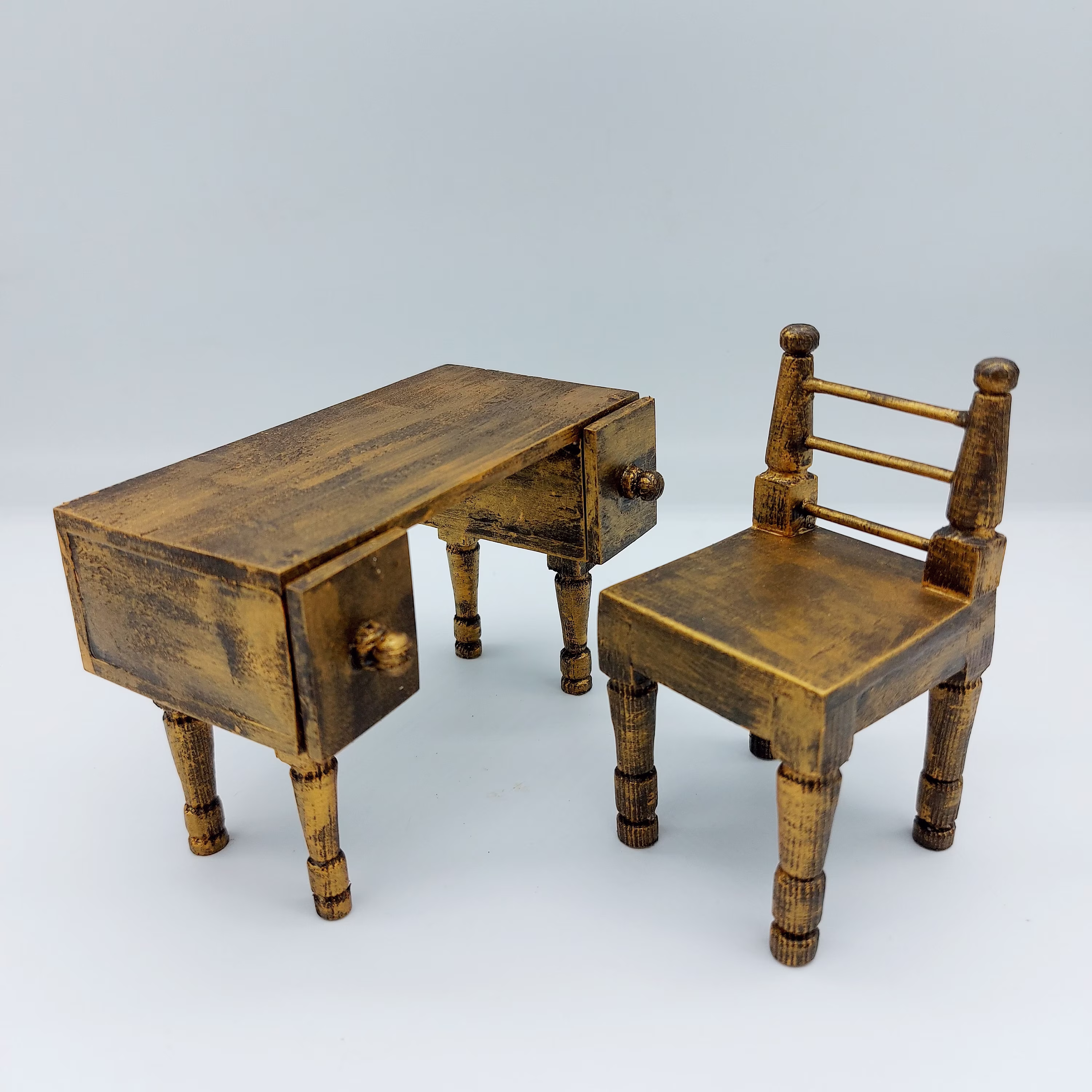 Miniature Writing Desk + Chair, Dollhouse Furniture 1 12 Scale, Doll Furniture, Miniature Library Decor