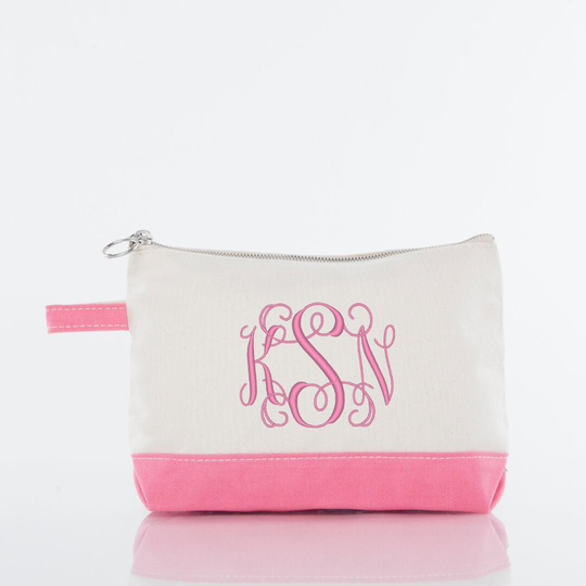 Monogrammed Canvas Cosmetic Bag, Toiletry Everything Personalized Travel Bag, Bridesmaid Gift, Pencil Bag
