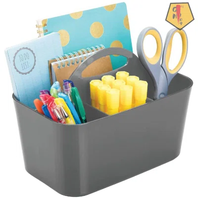 Small Office Storage Organizer Utility Tote Caddy Holder With Handle For Cabinets, Desks, Workspaces - Holds Desktop Office Supplies, Gel Pens, Pencil