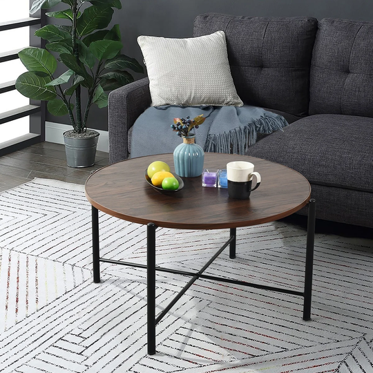 Coffee Table Wood Table 29.7 Inch Large Round for Living Room