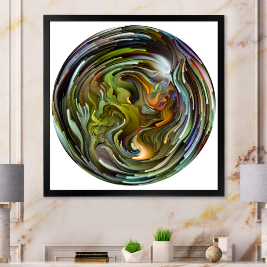 Designart 'Circle Colorful Liquid Color XIV' Modern Framed Art Print