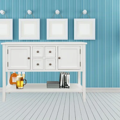 46" Wide 4 Drawer Solid Wood Sideboard