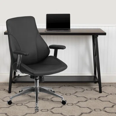 Wygant Mid-Back LeatherSoft Smooth Upholstered Executive Swivel Office Chair with Arms