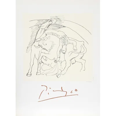 Taureau Et Cheval by - Painting on