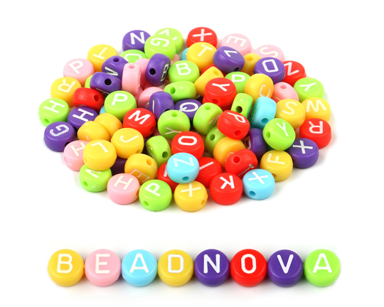 Colorful Abc Alphabet Beads Baby Candy Color Letters Acrylic Flat Round Name Initial Words Pony Spacer Assorted Mixed Bulk A-Z