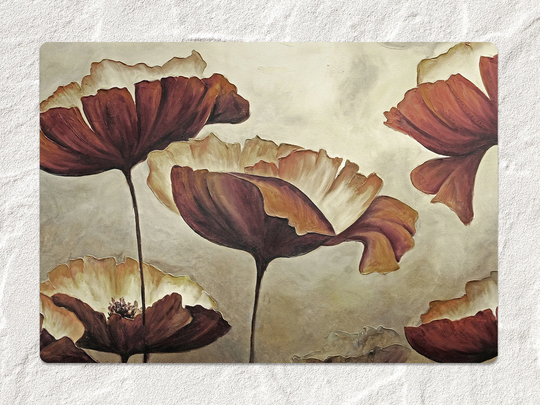 Painting Poppies Chair Mat, Red Splat Brown Vinyl Floor Flowers Protective Pad, Flooring, Kids Room Decor