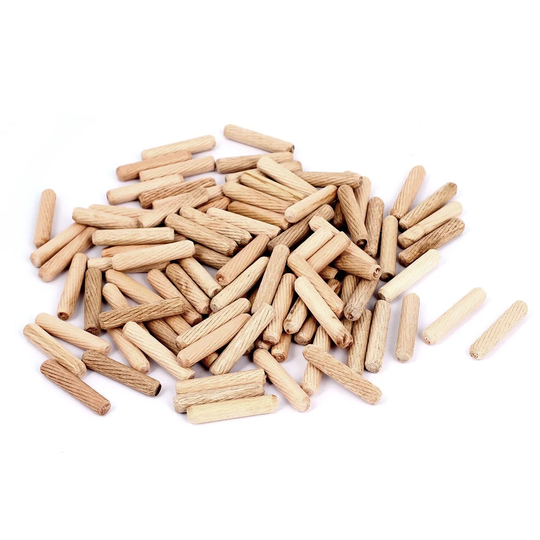 120Pcs Furniture Cabinet Drawer Slant Line Round Wooden Dowels Pins - Wood Color - 0.3" x 1.6"(D*L)
