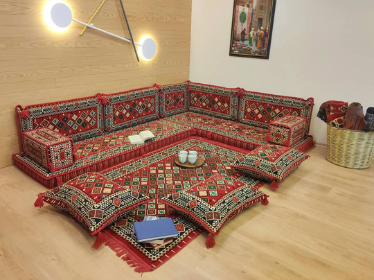 Corner Sofa Seating Set, Large Floor Sofa, L Shape Couch, Arabic Seating, Majlis Cushion, Sectional Modular