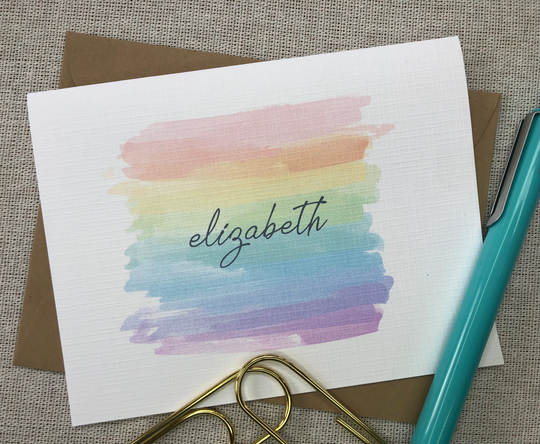 Colorful Pastel Personalized Notecards/Pastel Rainbow Notecards With Name/Personalized Stationery/Rainbow Notecards/Personal Stationery