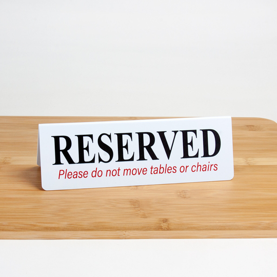 Reserved Table Signs, 15 Pack Tent Style Plastic Free Shipping