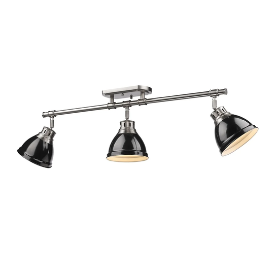 Golden Lighting Duncan Pewter With Black Shades 3-light Semi-Flush Track Light