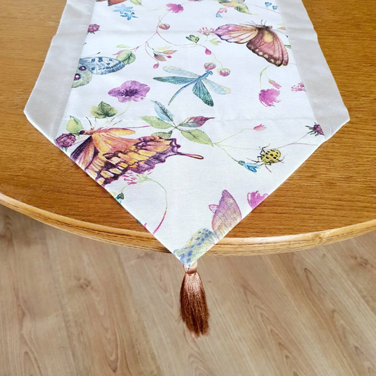 Table Runner Butterfly With Tassel Linen Table
