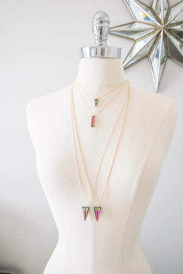Swarovski Necklace, Spike Necklace, Crystal Pendant, Swarovski Pendant, Long Necklace, Beaded Necklace, Dainty Long Necklace