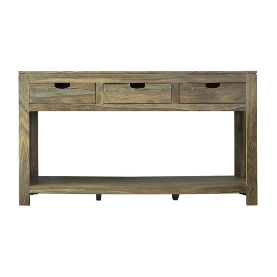 3-Drawer Storage Console Table in Natural Sheesham