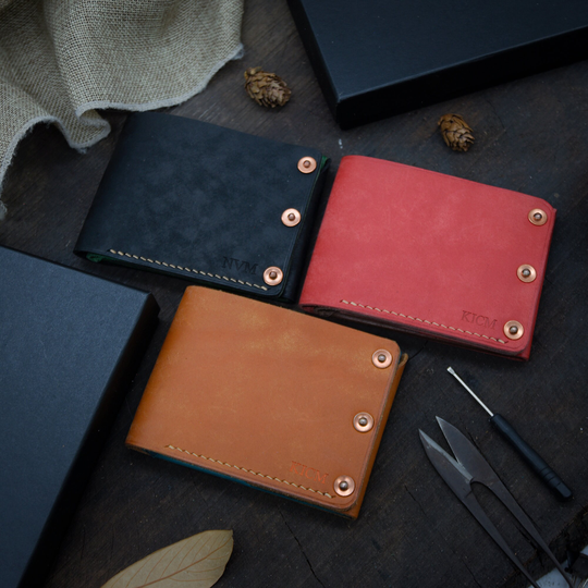 Custom Mix Colors Wallet, Free Personalization, Primary Color Is The Right | Outside Side, Secondary Inside Of Wallet