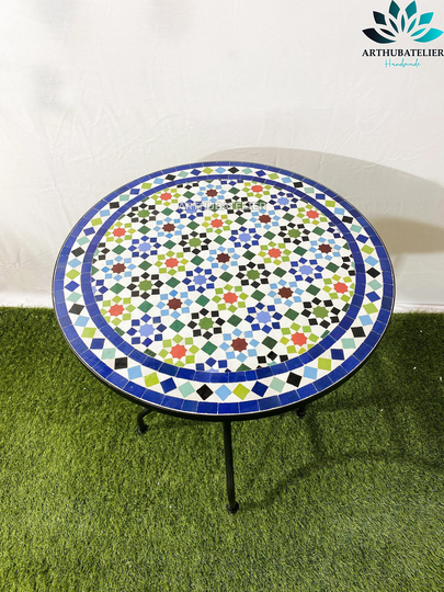Customizable Mosaic Table For Outdoor-Indoor Coffee 100% Handcrafted Round Mosaic