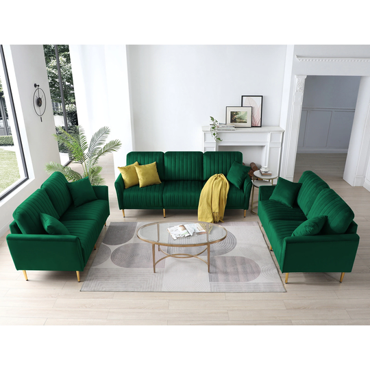 2 Upholstered Loveseat Sofas and one 3-Seat Sofa