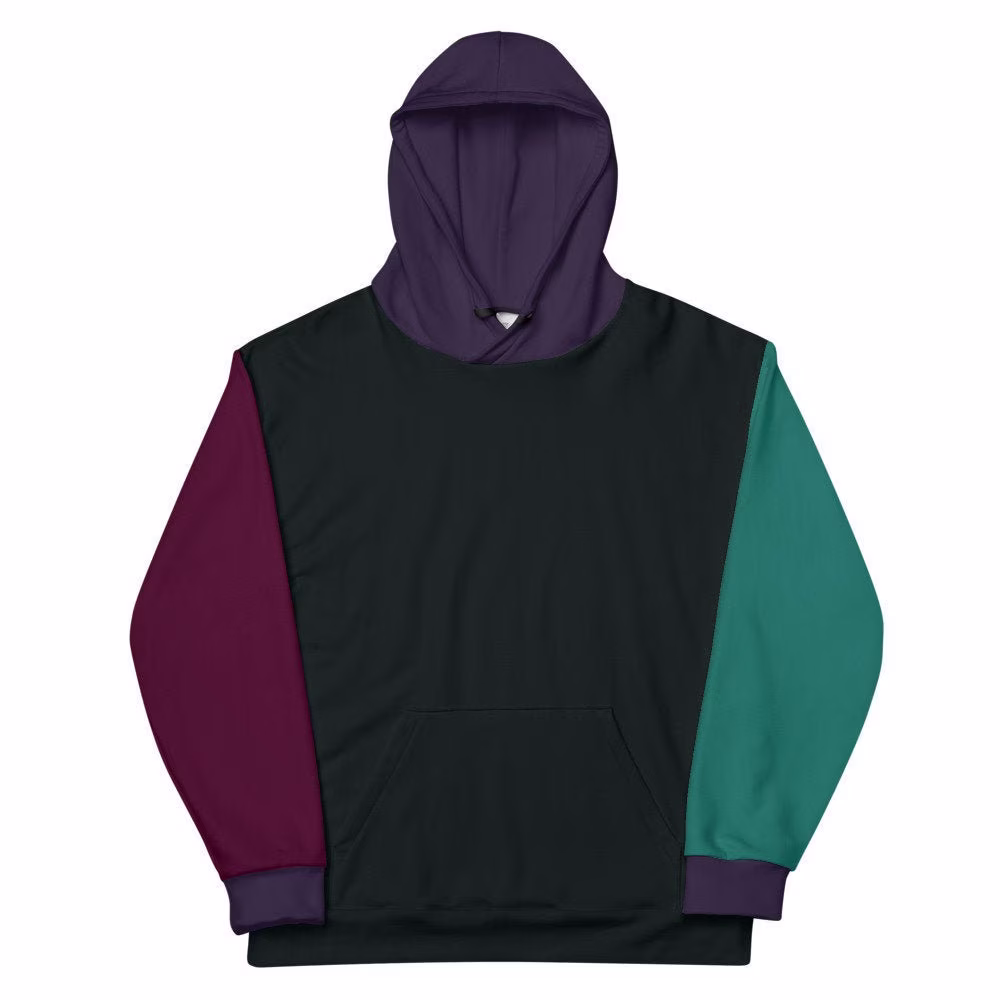 Dark Color Block Hoodie, Unisex, Hooded Sweatshirt