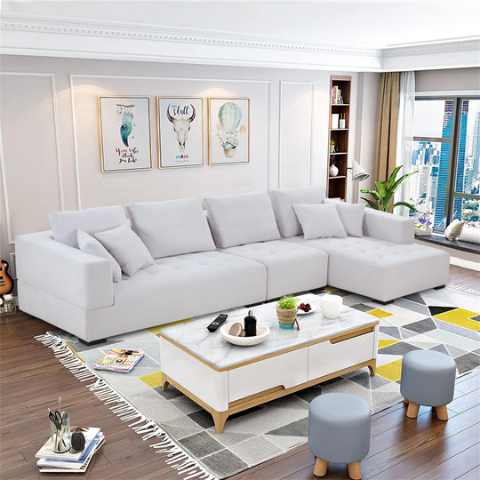 Mid-Century Modern Sofa with Left or Right Chaise for Living Room Sofa