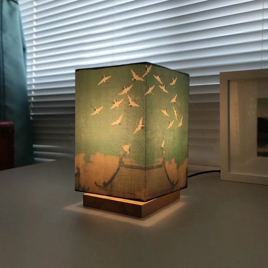 Japanese Style Square Solid Wood Table Lamp/ Retro Night Light/ Pastoral Gift