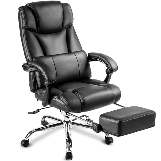 EYIW Adjustable Height Double Padded Office Chair , Adjustable Back Swivel Arm Desk Chair with Support Cushion and Footrest
