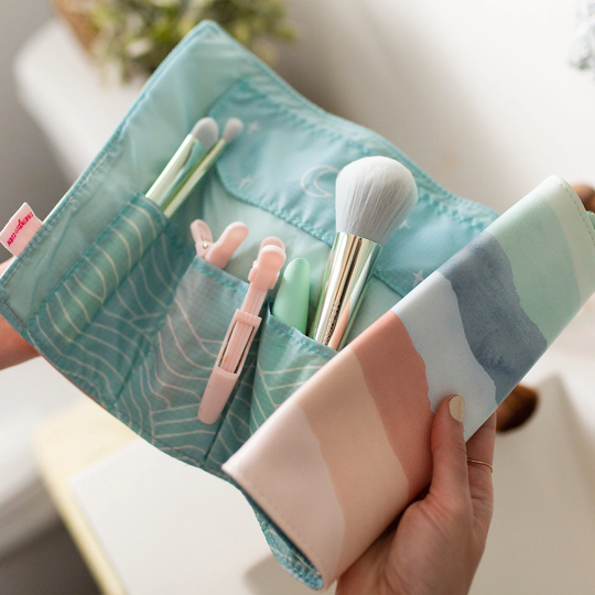 Tootsie Roll Large - Sunset Stripes, Makeup Roll, Pen Holder, Pencil Brush Holder