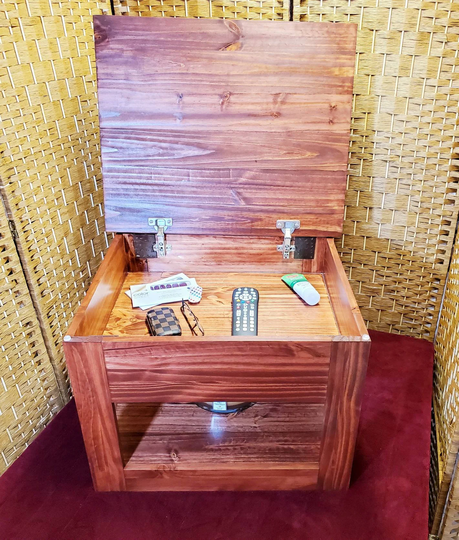 24 Inch Custom Hinge Top Coffee Table. Handmade & Featuring A 6 Deep Storage Compartment. Your Choice Of Stain Paint Colors