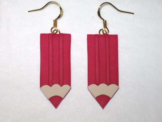 Magenta Pencil Earrings, Colored Earrings, Pencil Earrings, Teacher Earrings, Artist Gift, School Supply Earrings, Pencils
