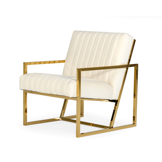 Divani Casa Baylor Modern Eco-Leather Off-White Accent Chair