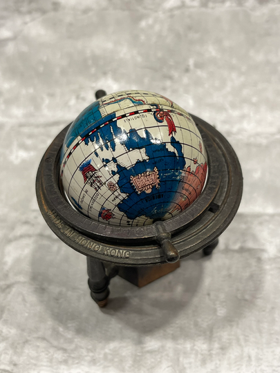 Globe Pencil Sharpener...metal Base...spinning World Map...modern Cottage...vintage #589