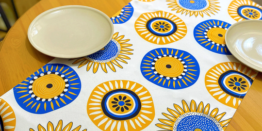Ukrainian Decor Table Runner - Easter Decor. Blue Runner. Water Repellent Fabric. Decorations Made in Ukraine. Shops