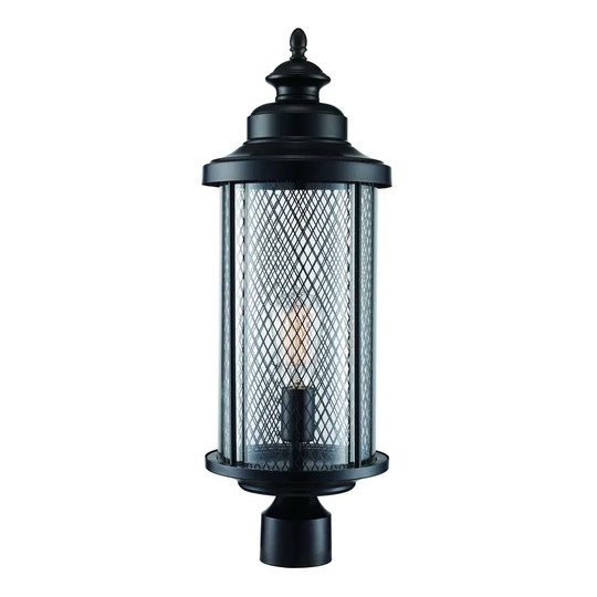 Outdoor Imports BK One Light Postmount Lantern Stewart Black - Exact Size