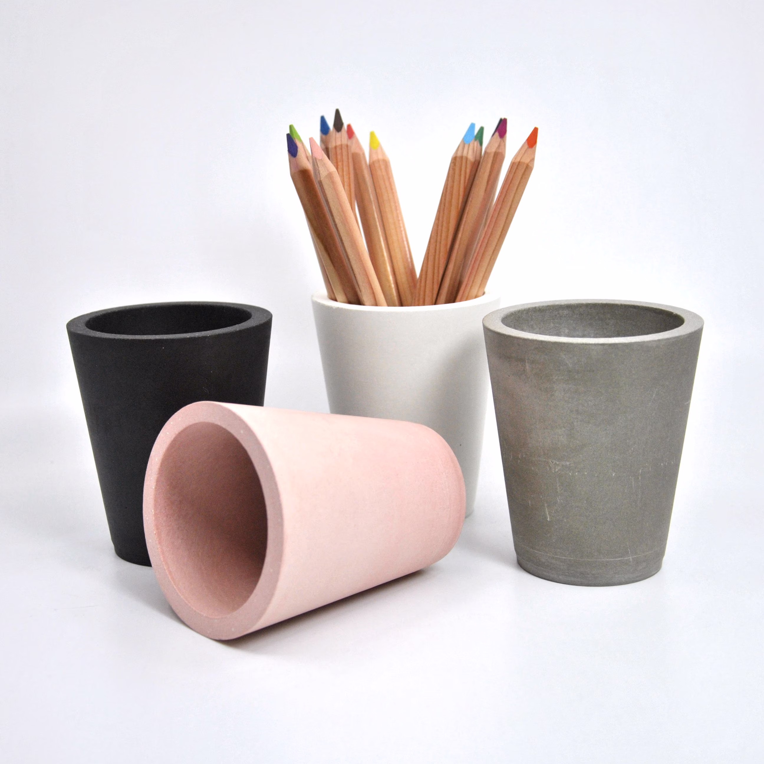 Concrete Pencil Holder Modern Office Desk Cement Cup Decor Gift For Architect Toothbrush Bathroom Accessory