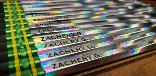 Holographic Noir Back To School Supplies Teacher Appreciation Custom Ticonderoga Pencils, Wood-Cased, Laser Etched, Engraved, Ezetchings