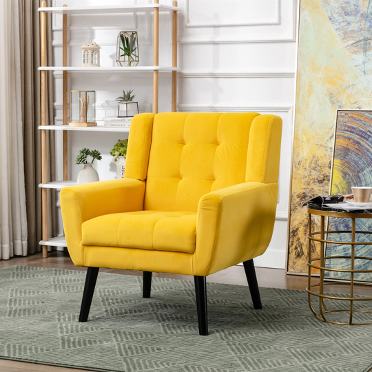Soft Velvet Yellow Accent Chair Living Room Chair