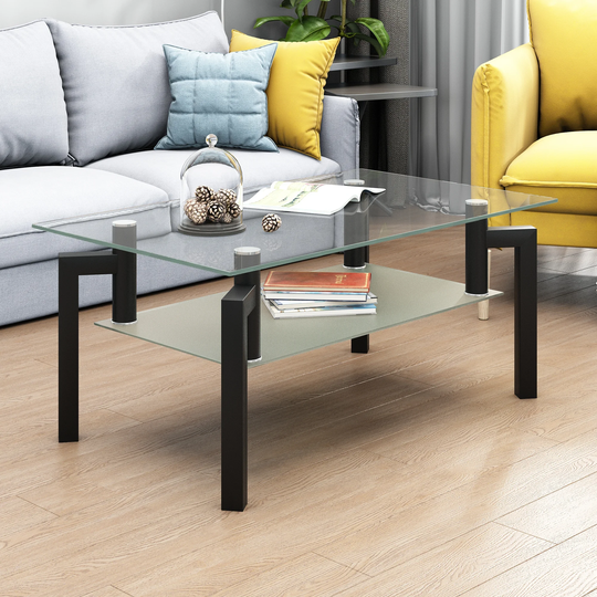 Modern Glass Coffee Table, Clear Coffee Table Side Center Tables