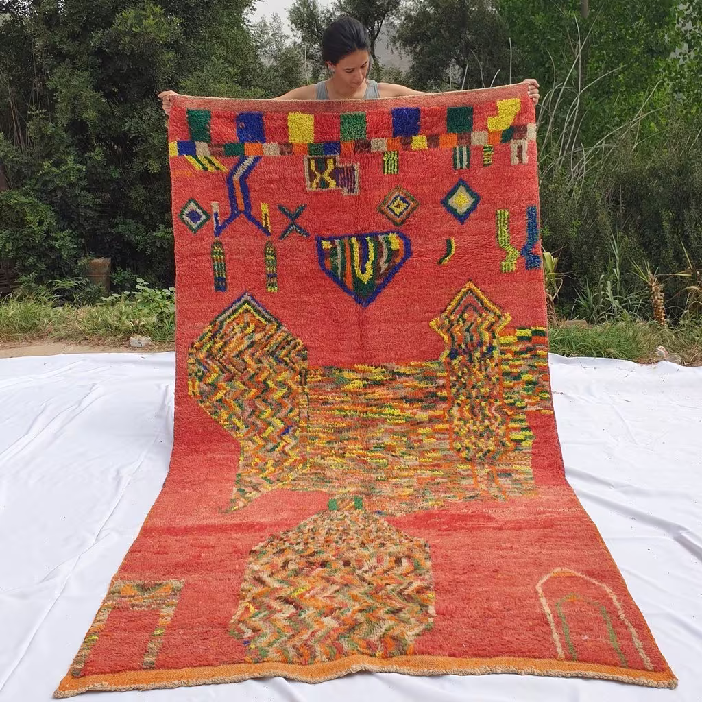 Falta | 8'5x5 Ft 2, 5x1, 5 M Moroccan Colorful Rug 100% Wool Handmade