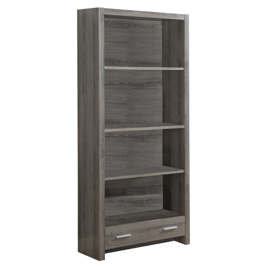 71.25" Taupe Brown Contemporary Rectangular Bookcase