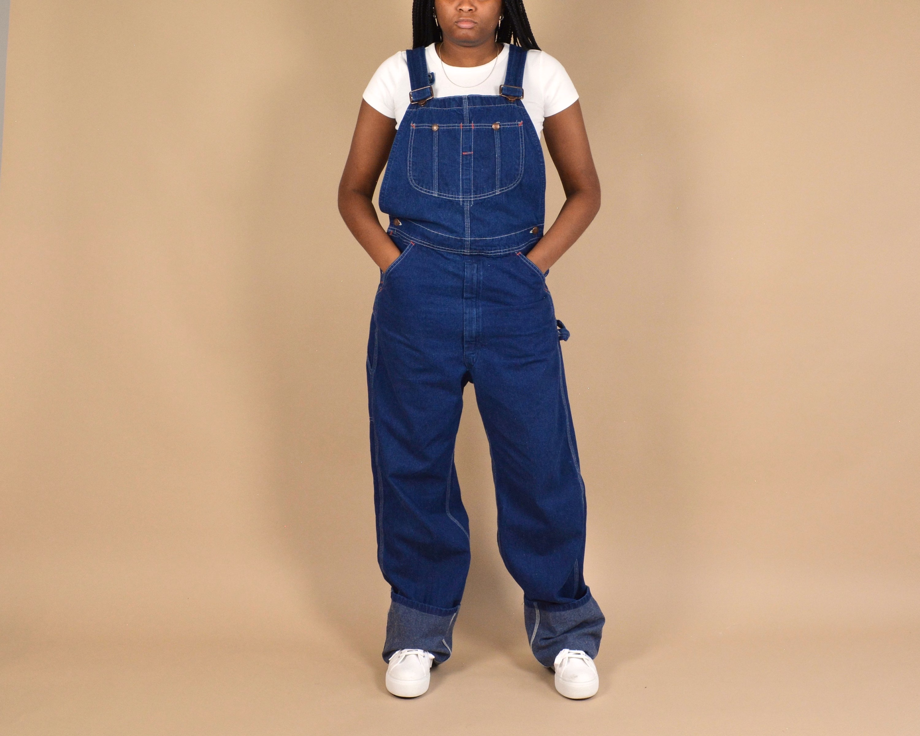 Sears Dark Wash Long Denim Overalls