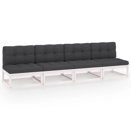 4-Seater Garden Sofa with Cushions Solid Pinewood