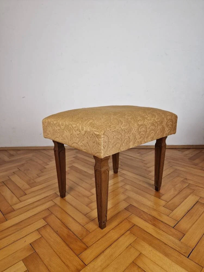 Vintage Mid Century Cushion Chair/Tabure Meblo Ottoman Yellow Furniture Foot 70S /Yugoslavia