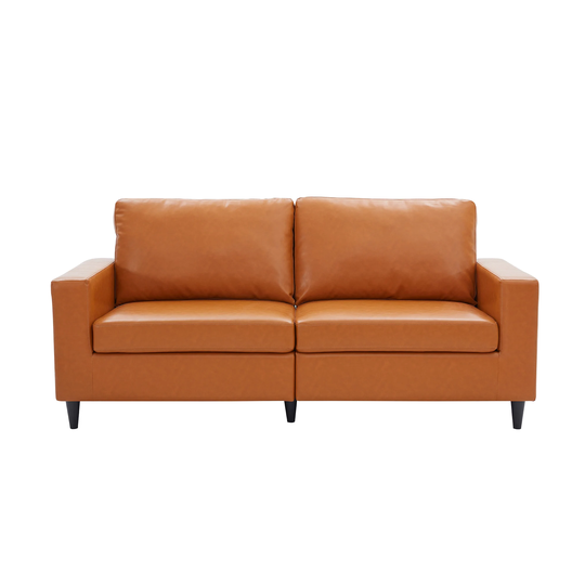 Comfortable Seat Cushion Modern Style 3 Seat Sofa Pu Leather Upholstered Couch Furniture for Home or Office (3-seat Sofa)