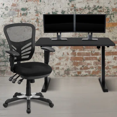 Berezinsky 48" Wide Electric Adjustable Standing Desk & Ergonomic Office Chair