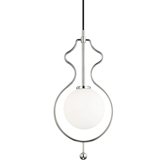 Mitzi by Hudson Valley Abigail 1-light Polished Nickel Pendant, Opal White Glass