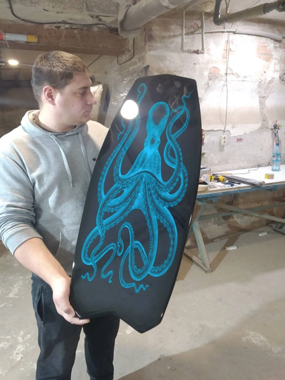 Surfboard Table, Octopus, Surfing Gift, Bar Decor, Beach Art Decor