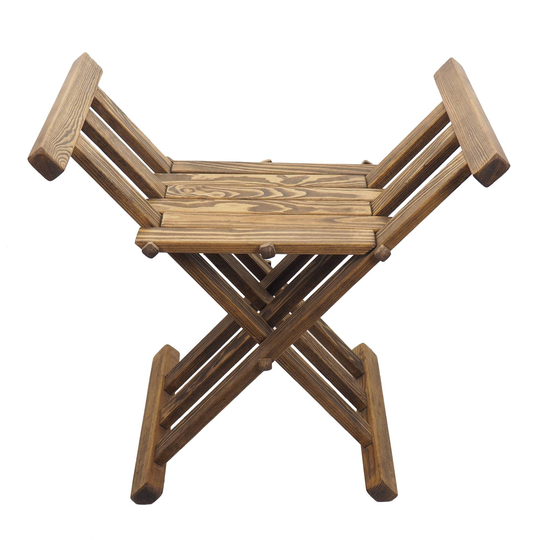Old Dark Oak Color Wooden Medieval Viking Folding Chair, Personalized