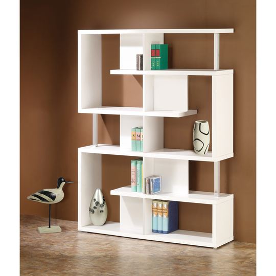 Transitional White 10-shelf Bookcase - 47.25" x 11.50" x 63.25"